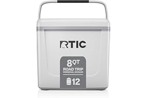 RTIC 8 QT Road Trip Personal Cooler, Small, Compact, Insulated, Portable Ice Chest Box for Food, Drink, Beverage, Beach, Camping, Picnic, Fishing, Boat, 12-Can Capacity