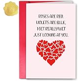 Lcmjjm Naughty Dirty Anniversary Card for Husband from Wife, Explicit Adult Joke Roses Poem Valentine&rsquo;s Greeting Card for Boyfriend Men