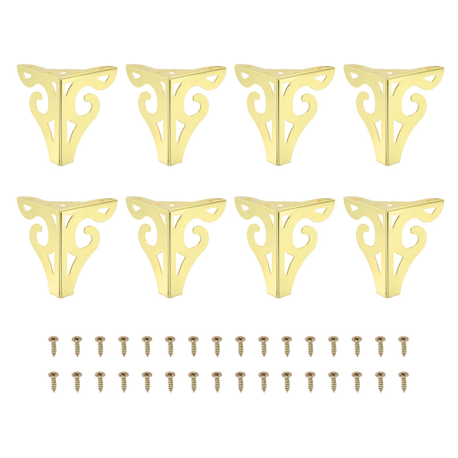 PATIKIL 4.7 Inch Hollow Out Furniture Legs, Set of 8 Modern Metal Triangle Couch Feet Replacement Sofa Legs for Cabinet Dresser Cupboard Table Chair Ottoman Bookcase Wardrobe, Gold