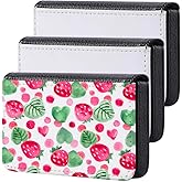 ZUYYON 3 Pcs Sublimation Blank Business Card Holder PU Leather Name Card Case Pocket Heat Transfer Blank Card Carrier Case Wallet with Magnetic Shut for Men Women