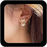 Iaceble Boho Bow Pearl Earrings Vintage Pearl Drop Earrings Gold Bow Stud Earrings Artifical Pearl Stud Earrings Jewelry for Women