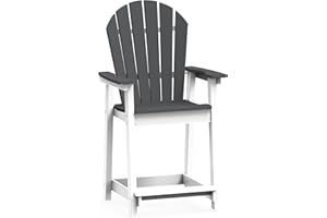 OTSUN Outdoor Tall Adirondack Chairs, Patio Bar Stool Chair with High Back, 400lbs, Widened Arms, All-Weather Balcony Chair for Backyard, Garden, Yard - Dark Grey