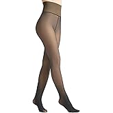 Yilanmy Fleece Lined Tights Women High Waist Thermal Warm Tights Shaping Fake Translucent Skin Colored Leggings for Winter