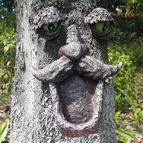jinhuoba Wild Bird Feeder, Tree Face and Big Eye Feeder, Whimsical Tree Hugger Sculpture -Outdoor & Garden Decor