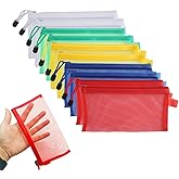 Leewoth 10Pcs Zipper Mesh Makeup Bags Multipurpose Cosmetic Bag Office Stationery Portable Travel Organizing Bag Home Office Travel Accessories ( 8" x 4.7" ) 