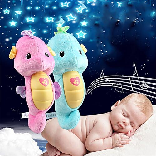ZJKC Soft Material Cute Glow Lullaby Seahorse Plush Ocean Wonders Soothe And Glow Musical Seahorse Stuffed Plush Seahorse Lullaby Nightlight Baby Soft Bedtime Toy in Random color