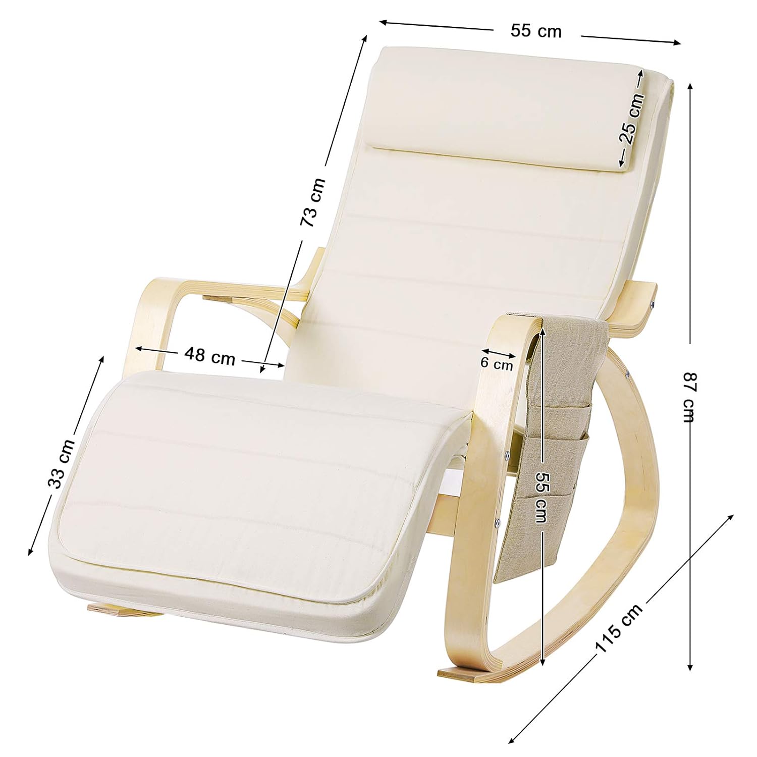 SONGMICS Silla Mecedora De Madera De Abedul Sill oacute n Tumbona Con