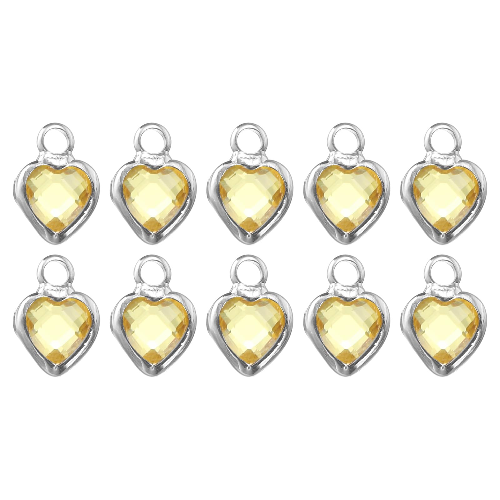 Photo 1 of uxcell 10 Pcs Crystal Silver Plated Heart Charm, Metal Charm Pendant for Jewelry Making DIY Bracelet Necklace Earring Phone Accessories Keychain Crafting, Gold, 9x7mm