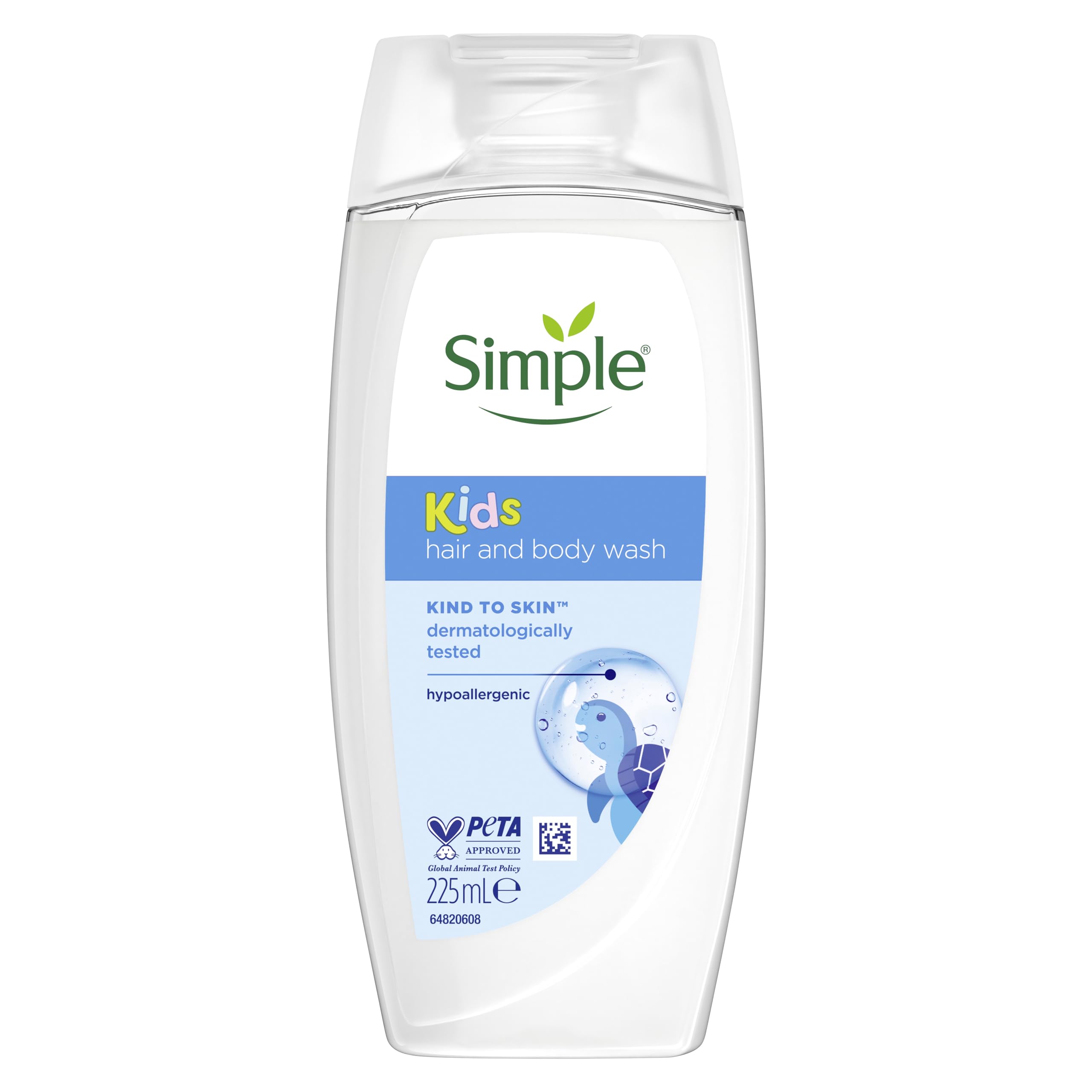 Simple Kind to Skin Kids Hypoallergenic Hair & Body Wash pack of 6 with chamomile oil shampoo for kids 225 ml, White