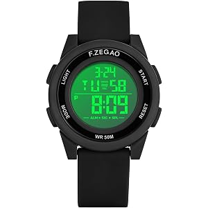 F.ZEGAO Digital Watch Womens with Stopwatch Alarm, 10ATM Waterproof Watches for Women Silicone Band
