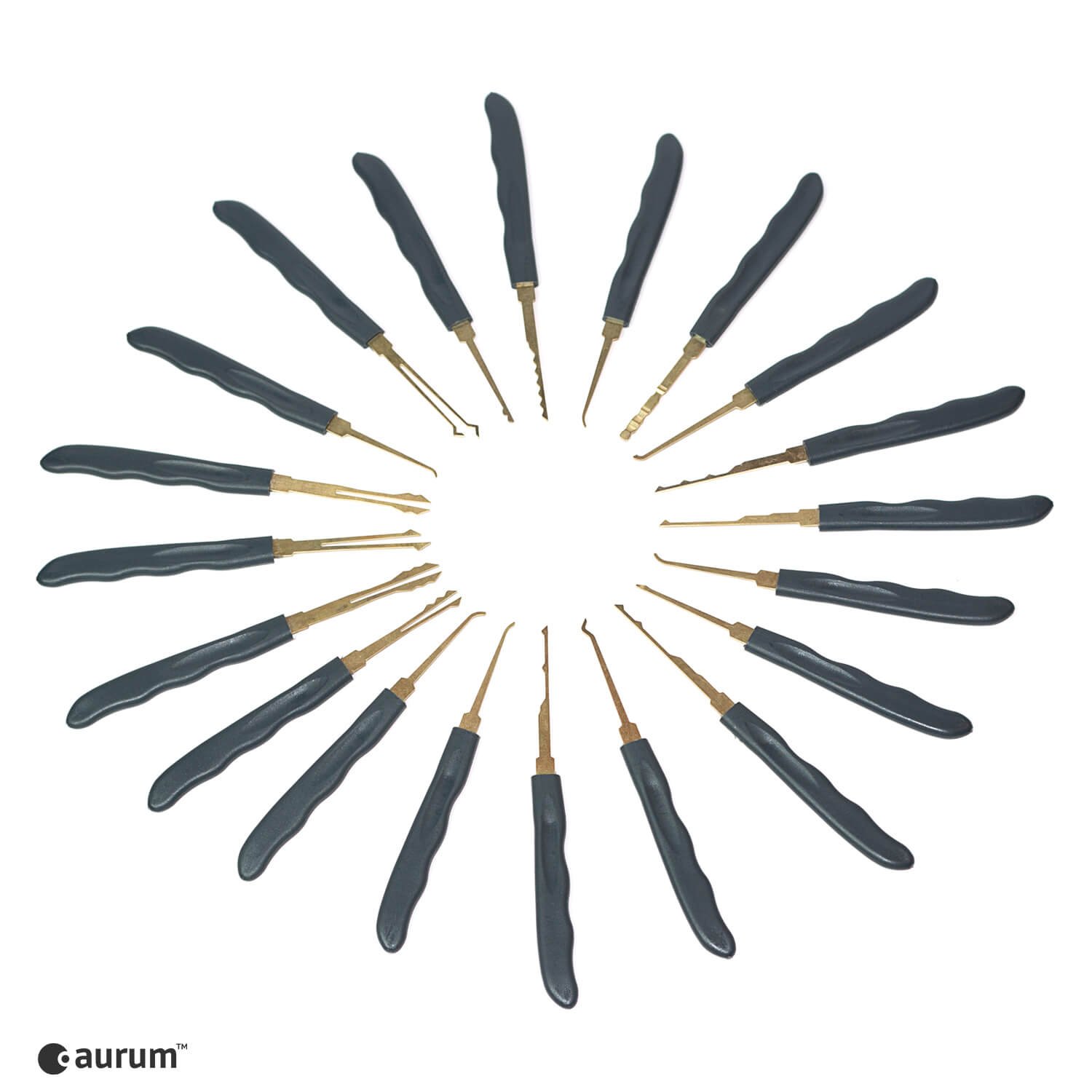 AURUM Original Lockpicking Set mit 2 Lockpick Übungsschlössern + PDF Anleitung | Das perfekte Dietrich Set zum Schlösser knacken | 20 Lockpicks | 4 Spanner