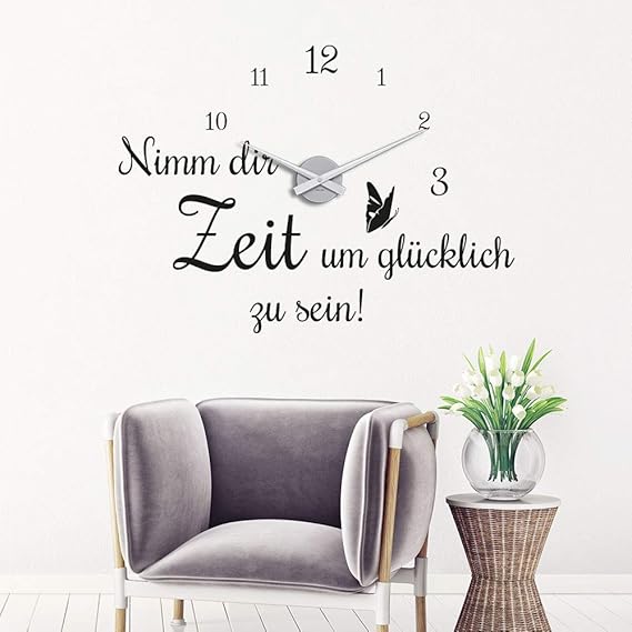 KLEBEHELD® Wandtattoo Uhr Nimm dir Zeit um glücklich zu sein mit