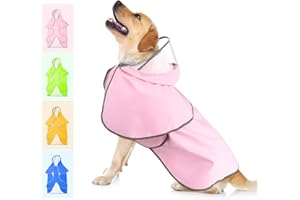 BSEEN Dog Raincoat - Reflective Dog Rain Coat, Lightweight Dog Rain Jacket, Waterproof Dog Poncho with Leash Hole, Hooded Dog Coats with Transparent Cap Brim (Pink, X-Large)