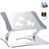 MISOTT Ergonomic Adjustable Laptop Riser, Computer Stand Laptop Holder Compatible with 10-15.6" Laptops and Tablets (Aluminum, Silver)