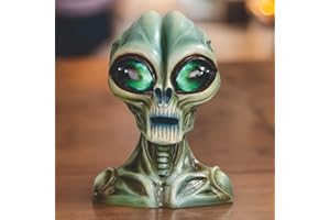 ICE Armor Hand Painted 7.75" H Alien Bust Figurine Statue Sculpture Ornament Decoration Home/Room Decor Ideas for Housewarming, Holidays and Birthdays Great Collectible Addition