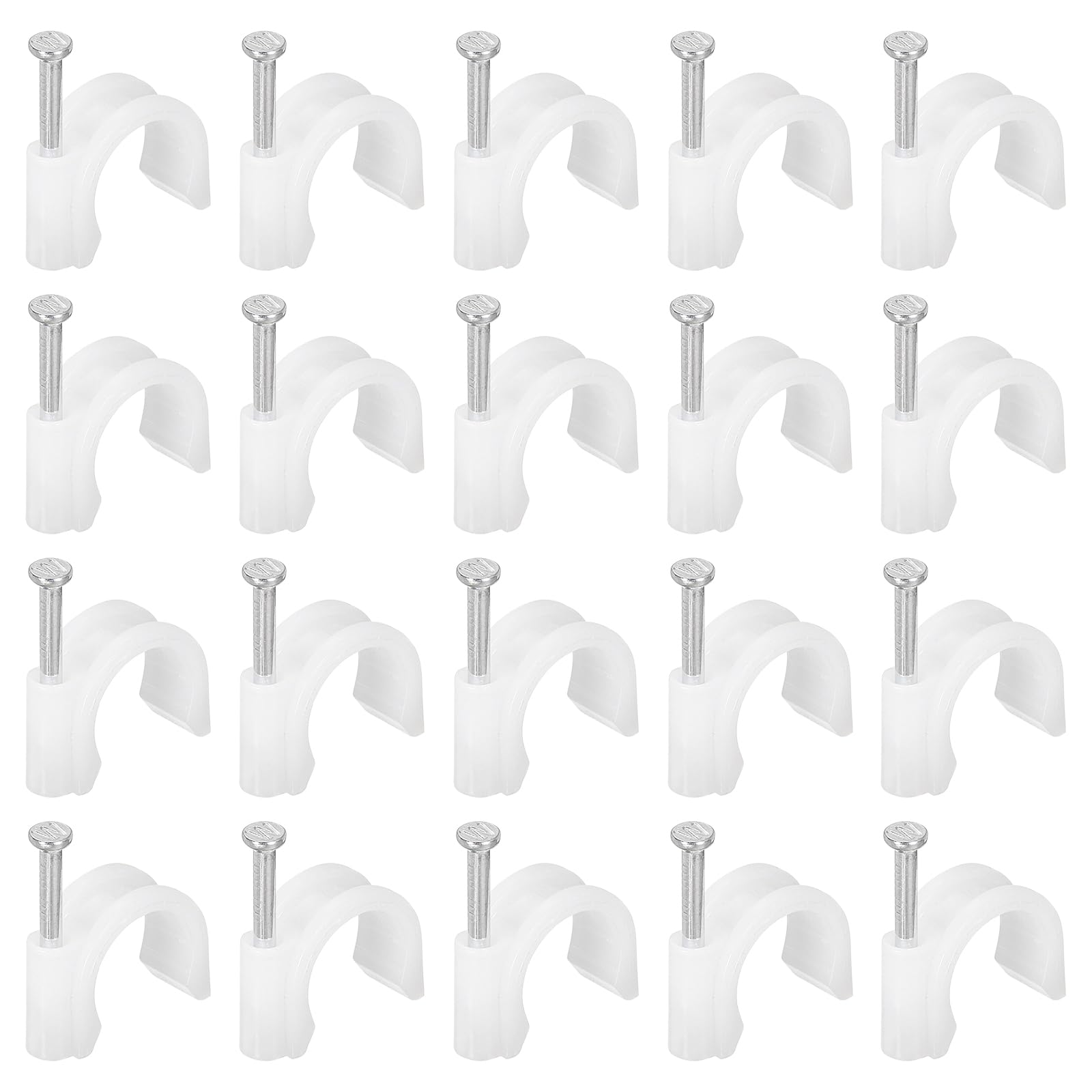PATIKIL Half Clamp J-Hook with Nail, 140Pcs 1/2"/16mm Pex Pipe Fixture Cable Nail Clip Support Holder for Tubing Fixing CPVC Copper Pipe Fixing Connection, White, 30mm Long Nail