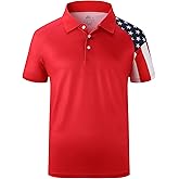 ZITY Men's Flag Golf Polo Shirts Short Sleeve Tactical Collared Shirt Men Outdoor Moisture Wicking Shirts