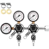TMCRAFT Keg CO2 Regulator, Triple Gauge CGA-320 with Safety Relief Valve | Durable Brass, Easy to Adjust and Stabilize, Anti-Backflow Sealing &amp; Rubber Protector, and Wide Compatibility for Most Kegs