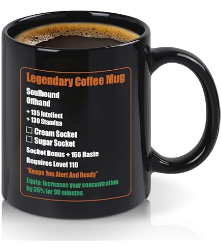 Amazon.com: Funny Mugs, LOL MMO Mug - Legendary Coffee Mug Level 110 -  Large Ceramic Black15oz - Gaming, Gamer Cup : Home & Kitchen