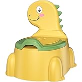 Potty Training Toilet, Toddler Potty Training Seat Baby Potty Chair, Dinosaur Toilet Potty Seat for Boys Girls Kids Toddlers, Portable Travel Potty with lid,Urinal, Splash Guard, Non-Slip Pad(Yellow)