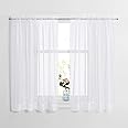 NICETOWN White 60" Width, 45" Length, Small Window Soft Sheer Curtains Rod Pocket Design for Office & Nursery Room, Set of 2