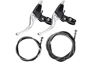 Lomodo 4 Pieces Bicycle Brake Accessories Including 2 Pack V-Brake Handlebar Aluminium Alloy Brake Levers (2.2 CM in Diameter) and 2 Pack Brake Wire for Mountain/Road/MTB Bike (Silver)