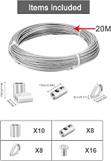 Abimars 2mm Wire Rope Kit 20M PVC Coated Steel Cable with Fixings view 2