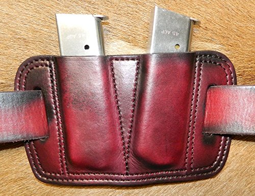 Leather - Double Magazine Ammunition Pouch, For 45acp mags, Fits 1911's or Sig P220's