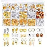 PP OPOUNT 229 Pieces Dreadlocks Beads DIY Hair Braid Accessories with Braid Rings Hair Hoops, Dreadlocks Beads, Hair Clips and Natural Painted Wood Beads for Hair Decoration