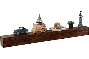 WELLAND 60 - Inch Fireplace Mantel Shelf, Real Wood Floating Wall Shelf, Walnut Color, Pinewood