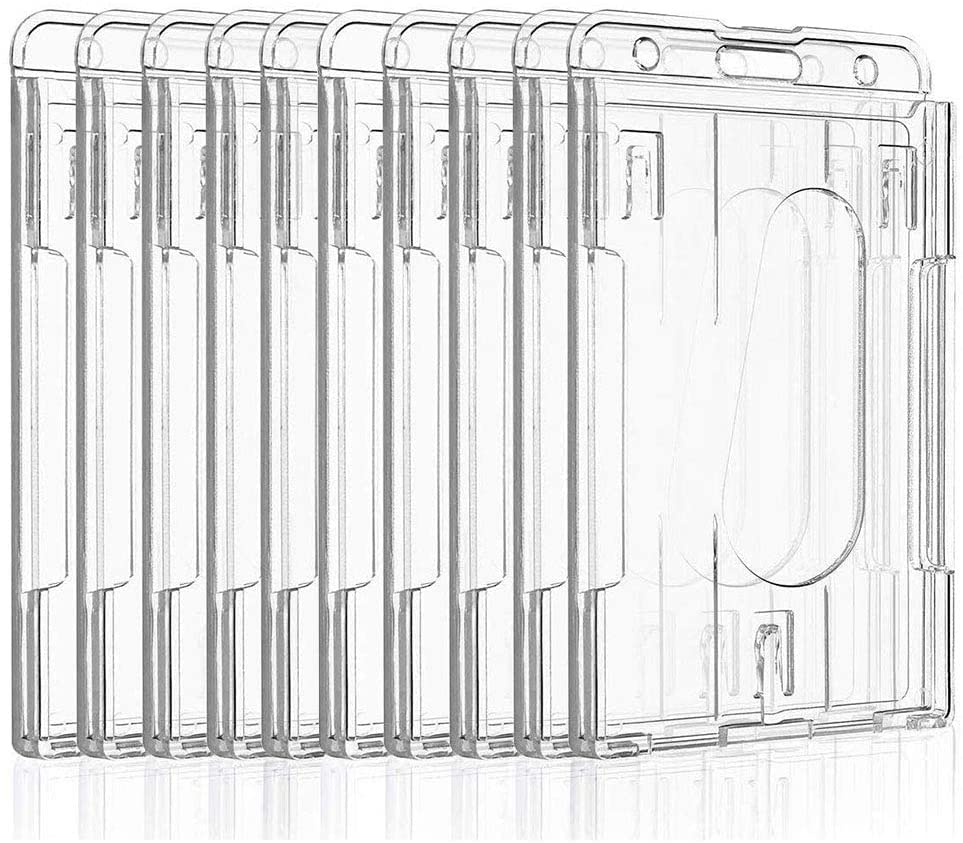 You&Lemon 10 Pcs Hard Plastic Transparent ID Card Case for 2 Cards ID Card Holder Hard Plastic Vertical for ID Card Credit Cards