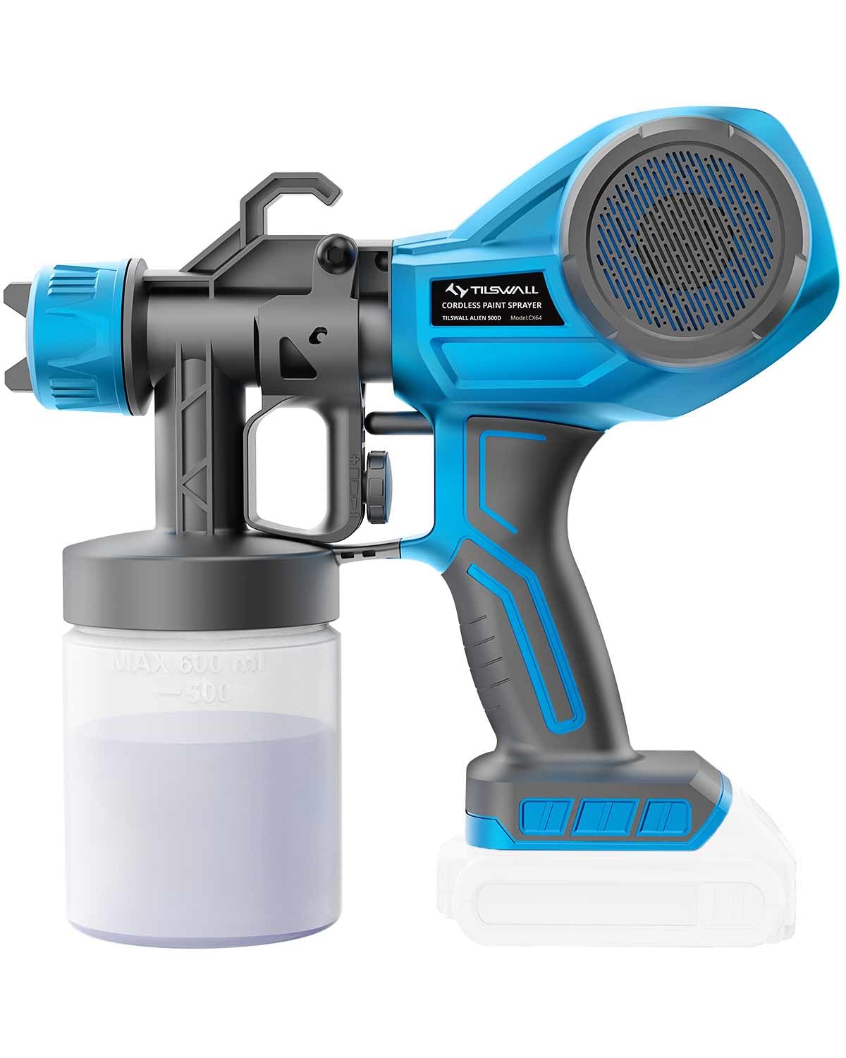 Tilswall Paint Sprayer Compatible with Dewalt 20V Battery, Ultra-Light HVLP Cordless Paint Sprayer with 4 Nozzles & 3 Patterns, Electric Paint Gun for House Painting, Furniture, Cabinets, DIY