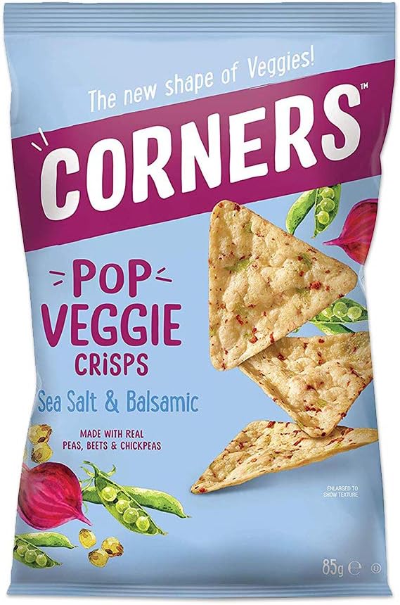 Corners Crunchy Flavoured Popcorn Veggie Crisps 85g (Pack of 8) (Salt and Balsamic)