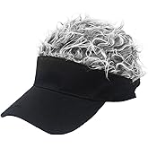 Malaxlx Mens Visor Cap Wig Adjustable Baseball Cap Golf Hats with Fake Hair