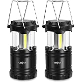 ILEEDear LED Camping Lantern, Battery Operated, 2 Pack | Adjustable brightness, collapsible design, camping essentials, emergency, hurricane, storm, power outage, outdoor