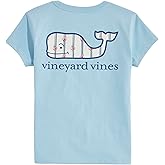 vineyard vines Girls' Double Vine Stripe Anchors Whale Fill Short-Sleeve Pocket Tee