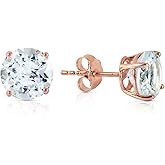 Galaxy Gold GG 14k Rose Gold Stud Earrings with Natural Aquamarines