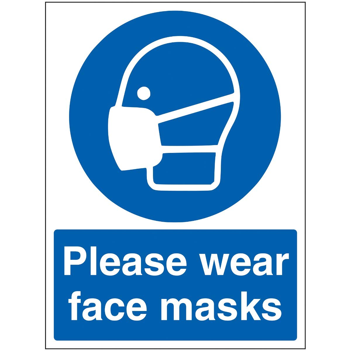 V Safety Please Wear Face Masks - 300mm x 400mm - Self Adhesive Vinyl
