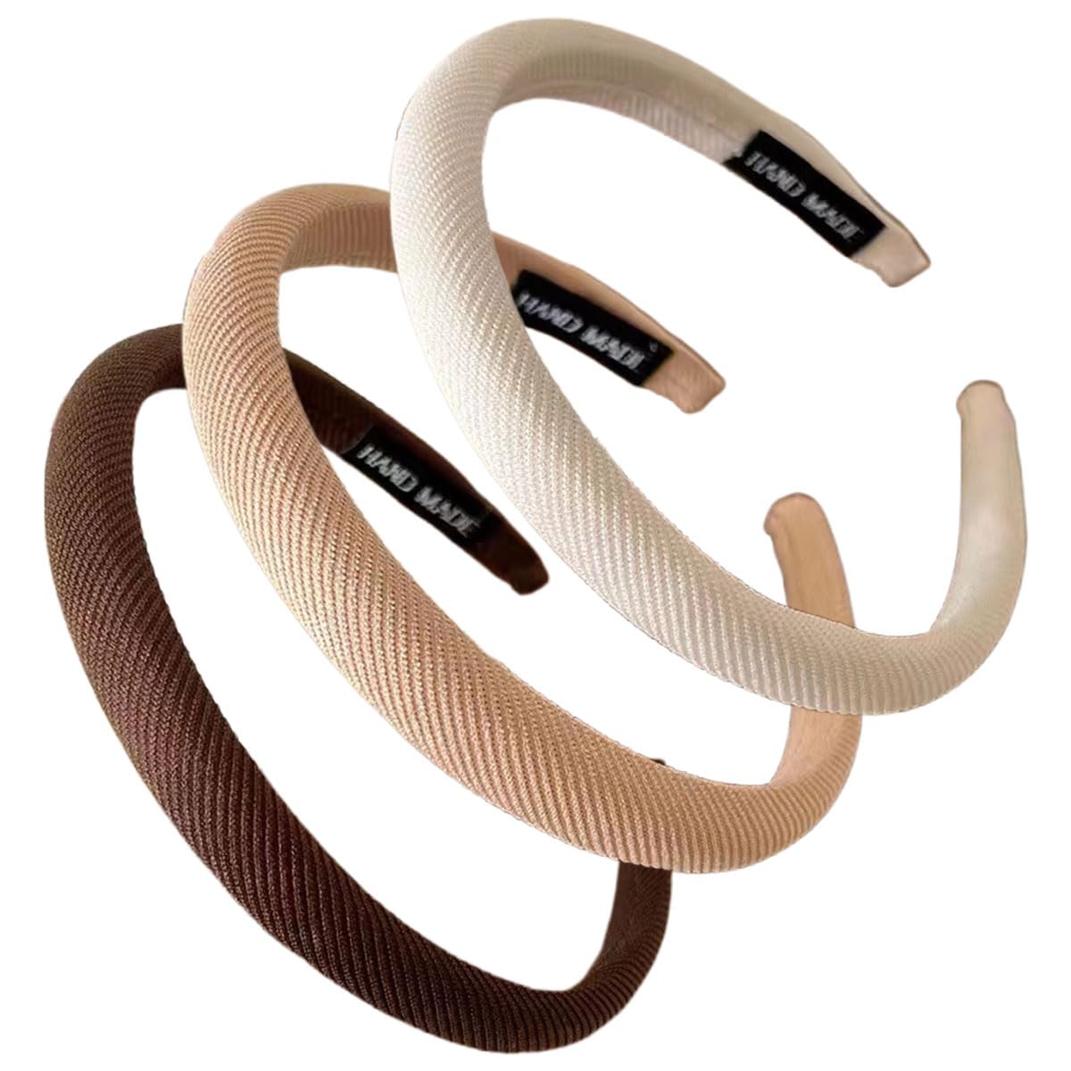 scicent Hair Bands 3 Pieces Thin Alice Bands Fabric Headbands for Girls Hair Accessories for Ladies Padded Hairbands Women (Beige+Khaki+Brown) - 10112 — image 1