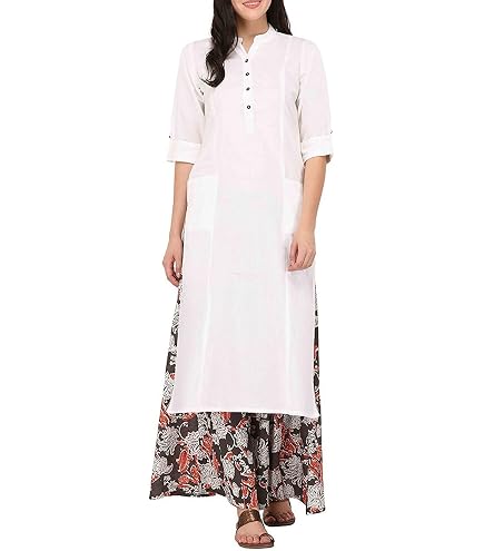 RangMahal Kurti Indien Chikankari Pur Coton + Dupatta Georgette – Ensemble Traditionnel Lucknowi Brodé Main Femme