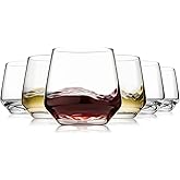 OUWO Stemless Wine Glasses Set of 6, 13.5oz Red White Wine Glasses for Daily Use, Hosting, Home Bar, Evening Party, Birthdays, Housewarming Gift, Clear