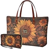 Sannovo Purse and Wallet Set Large Shoulder Satchel Purse Tote Handbags with PU Wallet for Party Work Shopping Travel