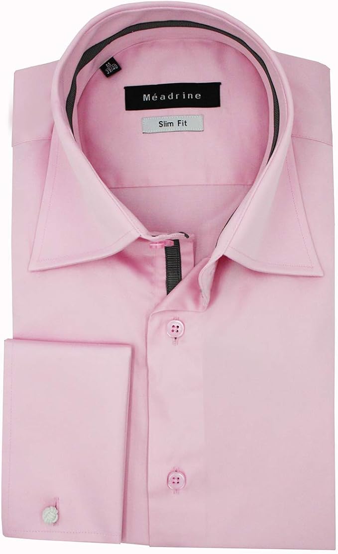 Meadrine Chemise Homme Cintree Rose Col Italien 2 Boutons Poignets Mousquetaires Avec Passementeries Fournis Et Contrastes Ruban Gris Vemeq Com