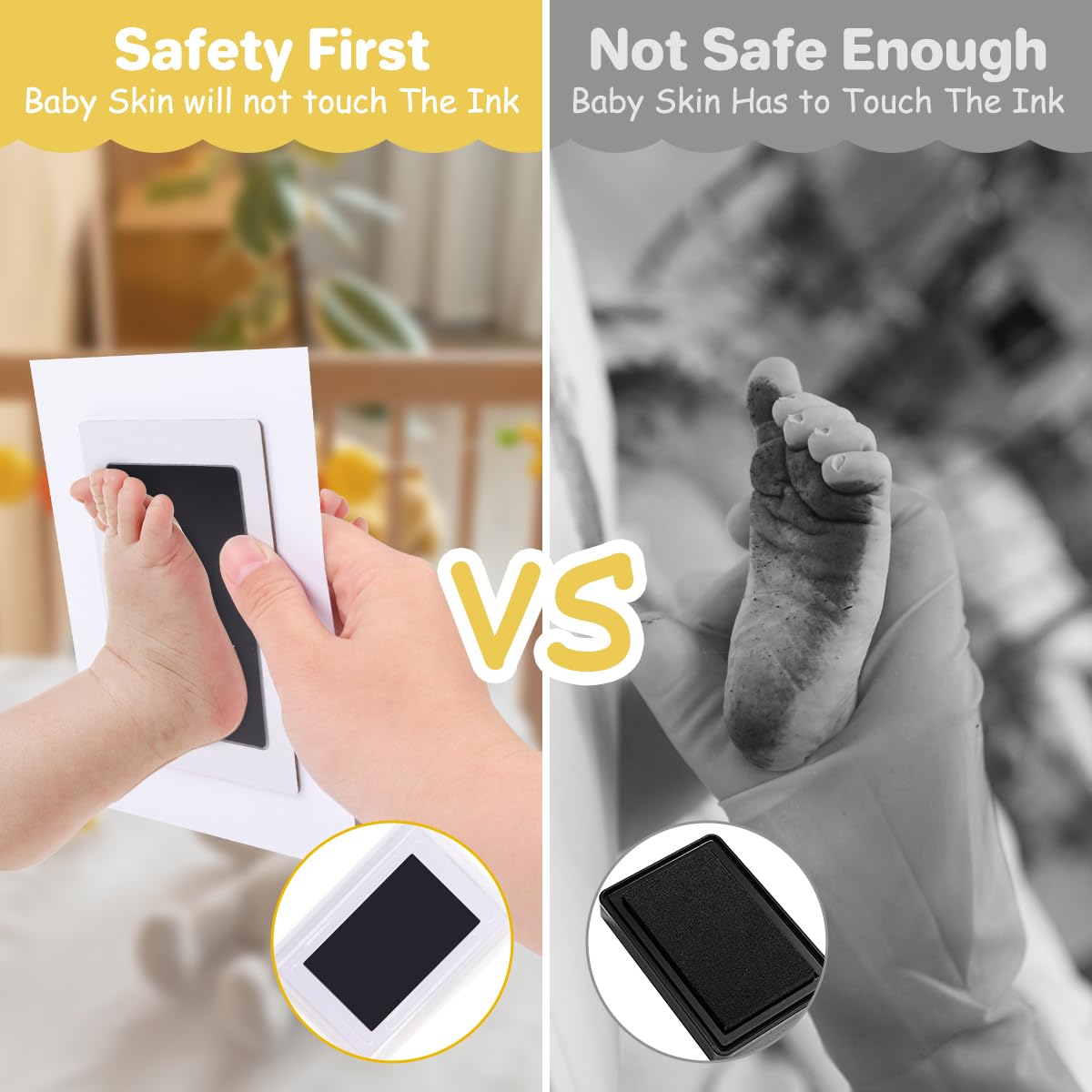 BEBOAN Inkless Hand and Footprint Kit, Baby Keepsake Frames with Multicolor DIY Sticker, Baby Gifts for Newborn, Dog Paw Print Kit White