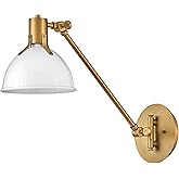 Hinkley Argo 3480PT Small Single Light Wall Sconce, Articulating Fixture, On/Off Switch, Vintage Desk Lamp-Style Dome, in Pol