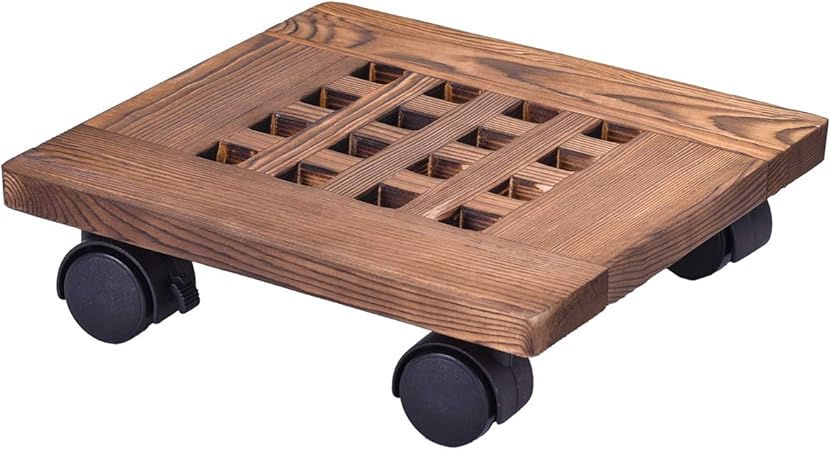 Amazon Com Gebot 10 Inch Rolling Wooden Planter Caddy Potted Plant Stand With Wheels Round Flower Pot Rack Indoor Outdoor Planter Trolley With 360 Rotating Casters Rolling Tray Coaster Garden Pot Dolly Garden