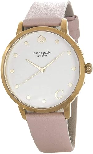 Amazon Com Kate Spade New York Women S Metro Ksw9010 Monogram C White Dial Pink Leather Strap Watch Ksw9010c Watches