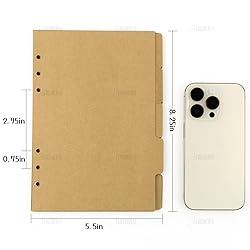 AUEAR, 3 Sets A5 Kraft Paper Divider 6 Holes Ring