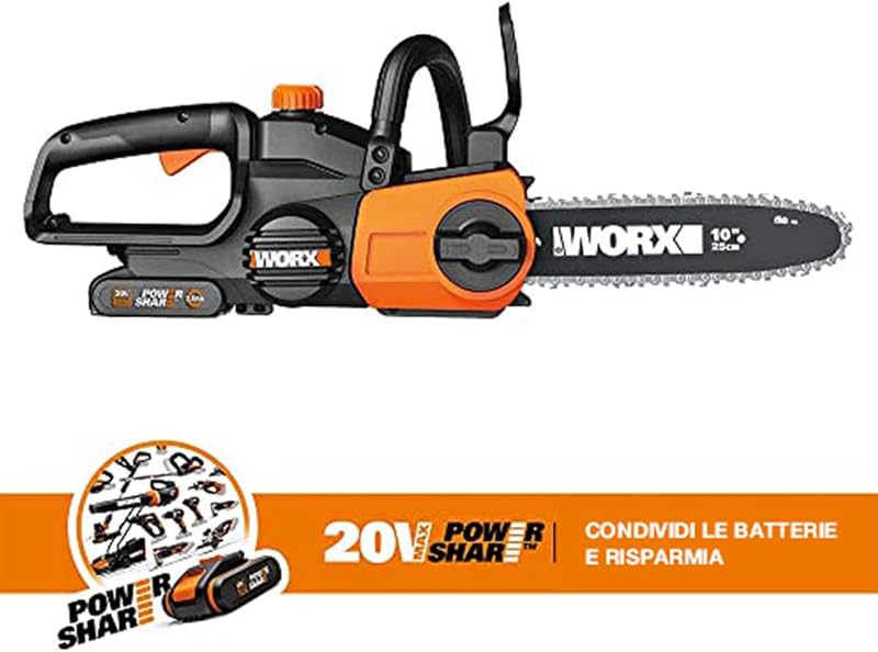 WG322E.9 Motosega a batteria 20V, senza batteria e caricabatterie
