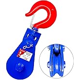 YATOINTO 8 ton Snatch Block with Hook, 6" Sheave 3/4" Inch Wire Rope Snatch Block, 17,600lbs Snatch Pulley for Rollback Wrecker Car Hauler Winch